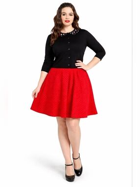 Torrid 2X black cardigan skull eyeglass print collar button front retro chic